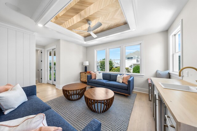 242 83rd St, Stone Harbor, NJ 08247 - living room with light wood-type flooring and ceiling fan