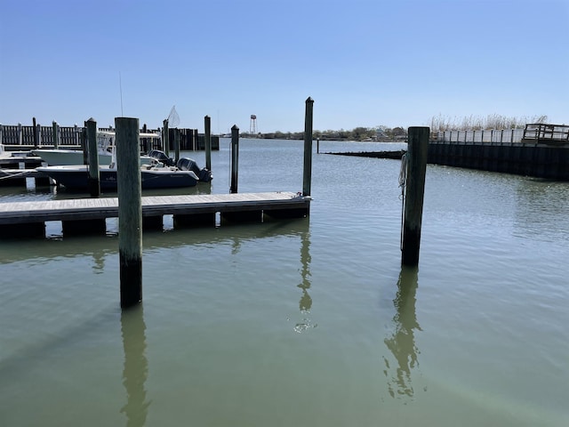 dock area featuring a water view