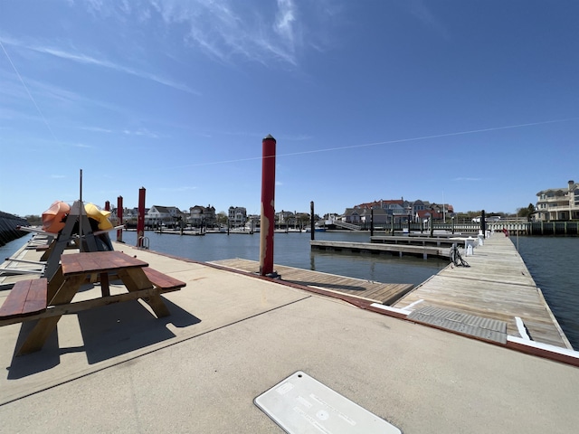 view of dock featuring a water view
