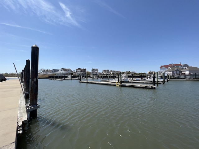 dock area with a water view