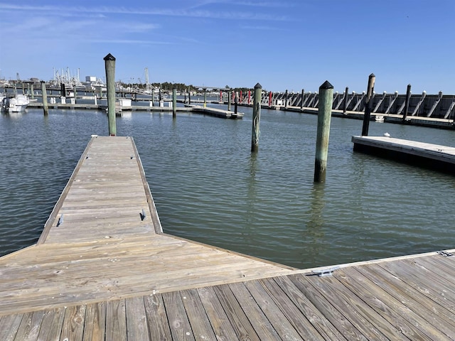 view of dock featuring a water view