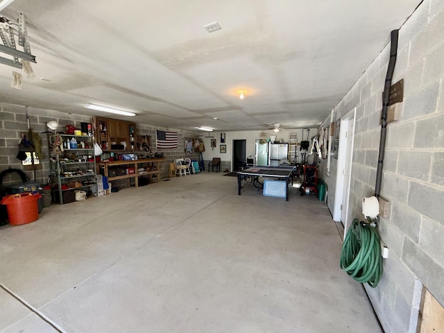 407 W Andrews Ave Unit 200, Wildwood, NJ 08260 - garage with concrete block wall and a ceiling fan