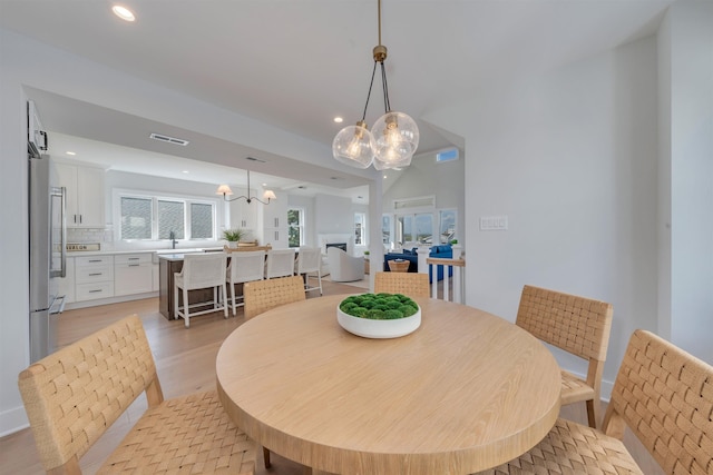 520 21st St, Avalon, NJ 08202 - dining area featuring a chandelier, recessed lighting, and light wood-style flooring