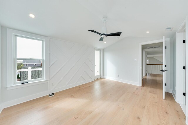 520 21st St, Avalon, NJ 08202 - empty room featuring a ceiling fan, lofted ceiling, light wood-style floors, and recessed lighting