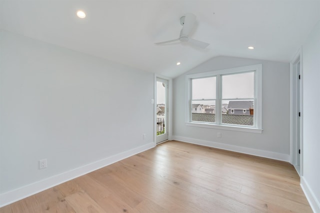 520 21st St, Avalon, NJ 08202 - spare room with lofted ceiling, ceiling fan, light wood-type flooring, and recessed lighting