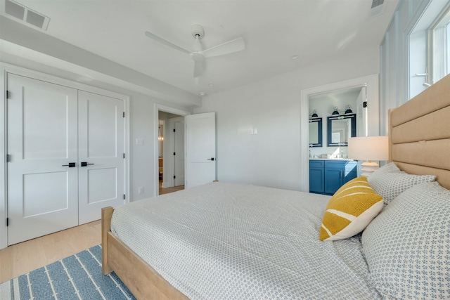 520 21st St, Avalon, NJ 08202 - bedroom with wood finished floors, a closet, and a ceiling fan