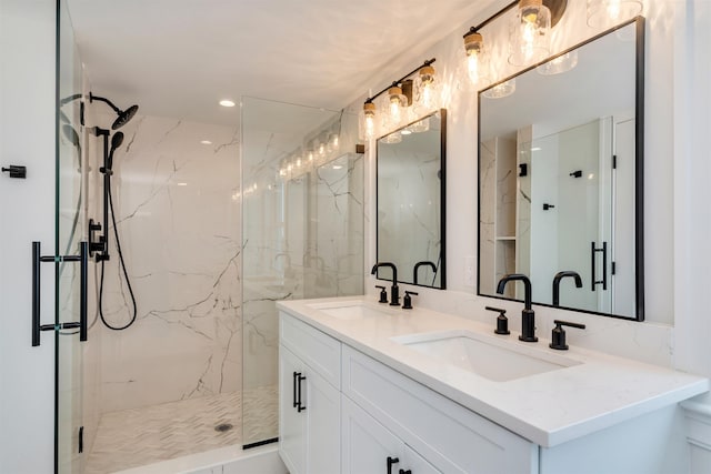 520 21st St, Avalon, NJ 08202 - full bathroom featuring a marble finish shower and double vanity