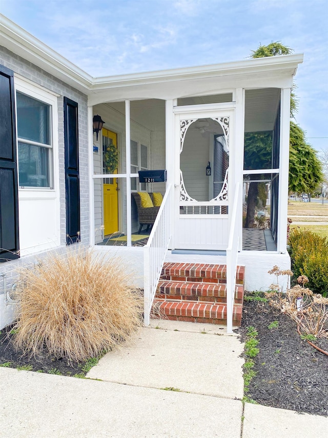 property entrance with a porch