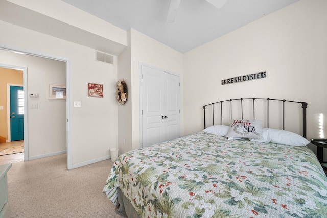 367 21st St, Avalon, NJ 08202 - bedroom with carpet flooring, baseboards, a closet, and ceiling fan