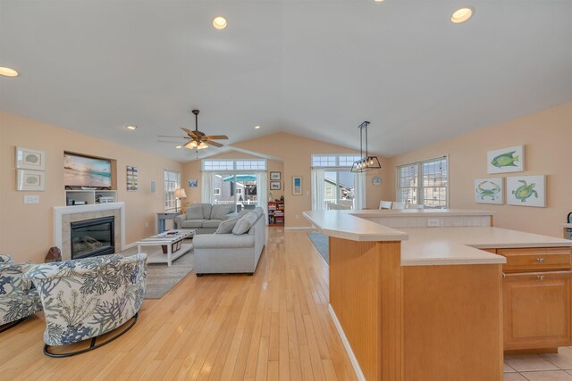 367 21st St, Avalon, NJ 08202 - bedroom with vaulted ceiling, carpet, and a ceiling fan