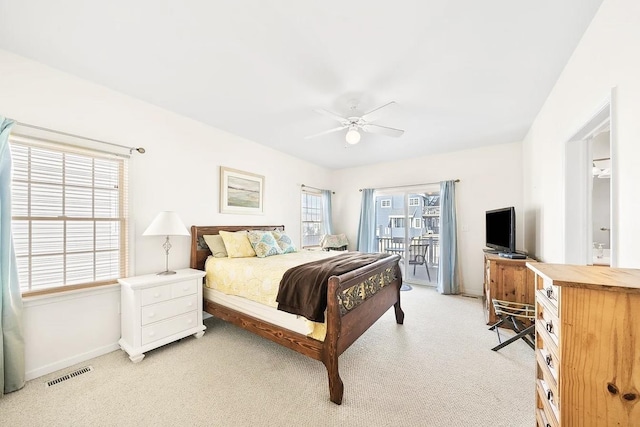 367 21st St, Avalon, NJ 08202 - bedroom featuring access to outside, light colored carpet, and ceiling fan
