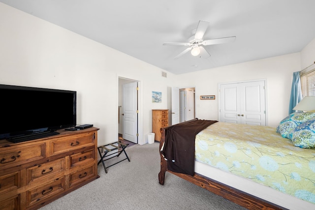 367 21st St, Avalon, NJ 08202 - bedroom featuring light colored carpet, a ceiling fan, and a closet
