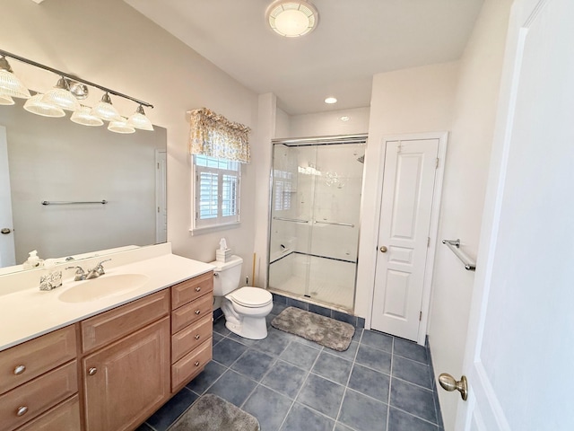 367 21st St, Avalon, NJ 08202 - full bath with a shower stall, vanity, and tile patterned floors