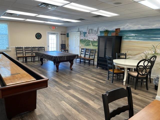 29 Falkirk Dr, Rio Grande, NJ 08242 - recreation room with a paneled ceiling, wood finished floors, and pool table