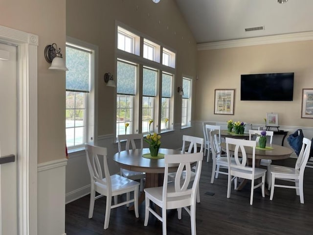 29 Falkirk Dr, Rio Grande, NJ 08242 - dining area with visible vents, a wealth of natural light, wainscoting, and wood finished floors
