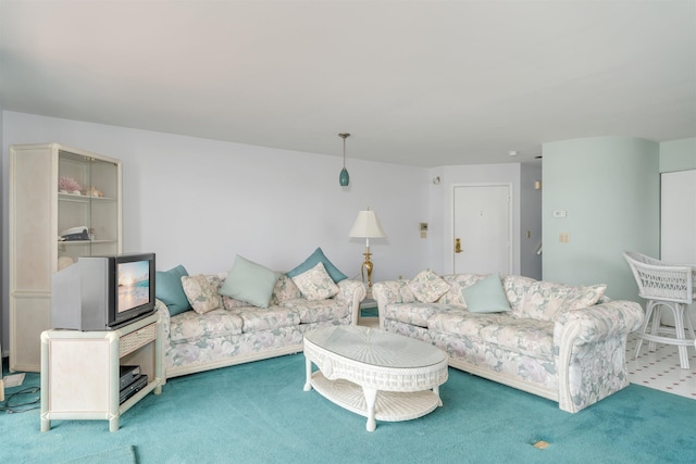 view of carpeted living area