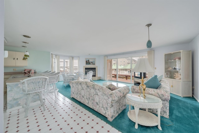 902 Ocean Dr Unit 301, Lower Township, NJ 08204 - living area with a glass covered fireplace