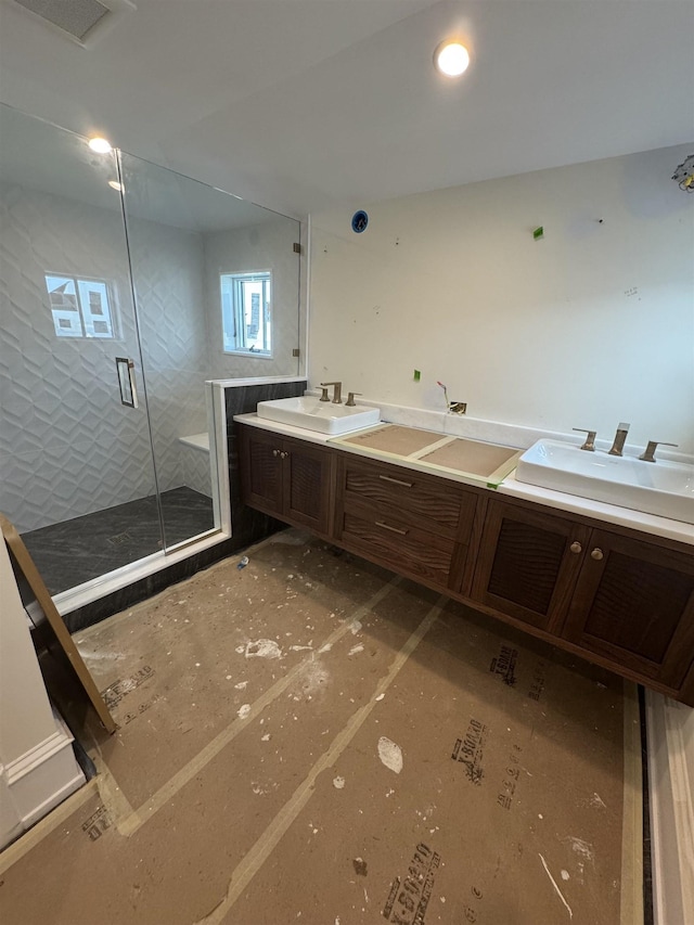 281 7th St, Avalon, NJ 08202 - bathroom featuring a shower stall and double vanity