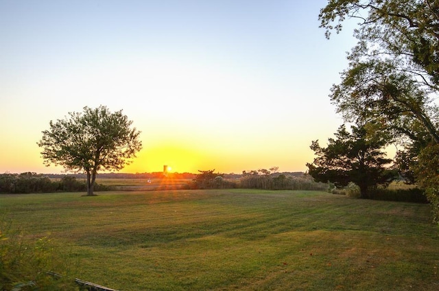 view of yard at dusk