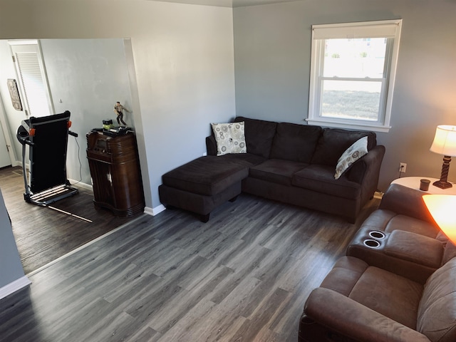 living room with hardwood / wood-style floors