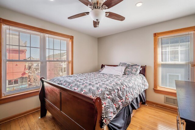 208 E Maple Ave, Wildwood, NJ 08260 - bedroom featuring ceiling fan and light hardwood / wood-style flooring