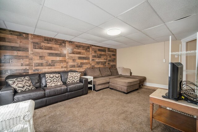 208 E Maple Ave, Wildwood, NJ 08260 - carpeted living room with a drop ceiling