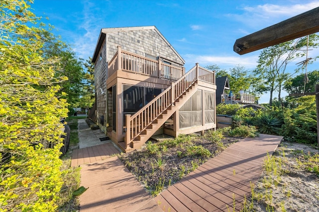 304 Alexander Ave, Cape May Point, NJ 08212 - back of house with stairs and a wooden deck