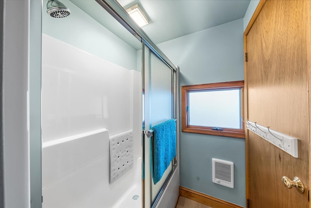 304 Alexander Ave, Cape May Point, NJ 08212 - full bathroom featuring an enclosed shower, heating unit, baseboards, and a bathtub