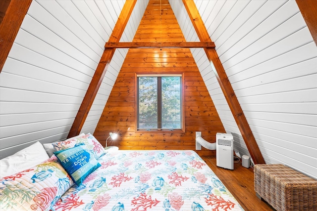 304 Alexander Ave, Cape May Point, NJ 08212 - bedroom featuring wood walls, hardwood / wood-style floors, and wood ceiling