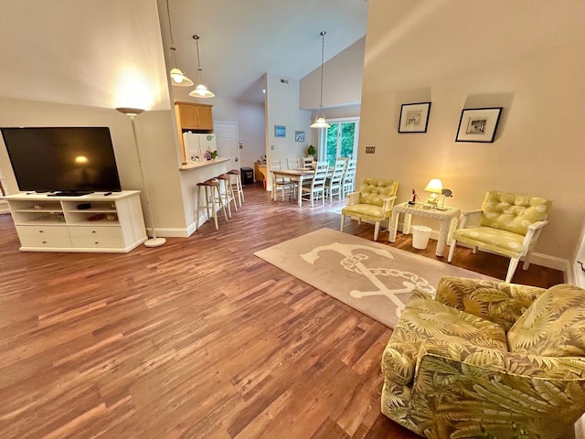 46 Summer Cir, North Cape May, NJ 08204 - living room with high vaulted ceiling and wood finished floors