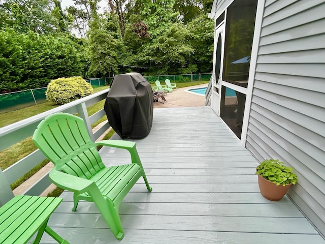 46 Summer Cir, North Cape May, NJ 08204 - wooden terrace featuring a grill