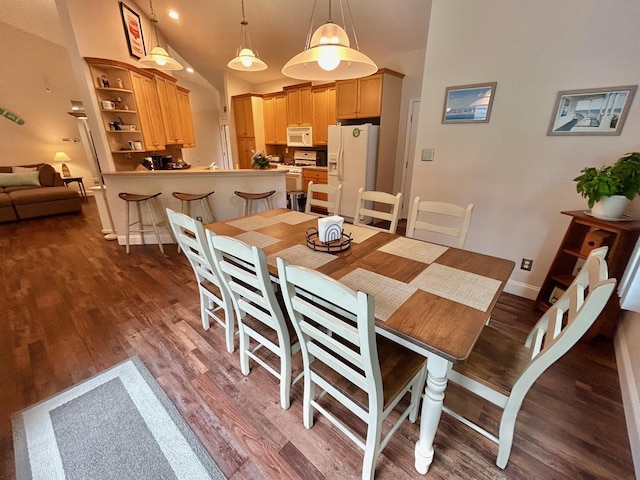 46 Summer Cir, North Cape May, NJ 08204 - dining space featuring dark wood-style floors and vaulted ceiling