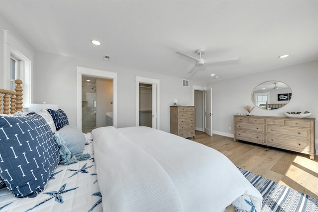 599 22nd St Unit 599, Avalon, NJ 08202 - bedroom featuring light wood-style floors, recessed lighting, a ceiling fan, ensuite bathroom, and multiple windows