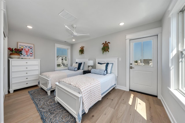 599 22nd St Unit 599, Avalon, NJ 08202 - bedroom with light wood-style flooring, a ceiling fan, and recessed lighting