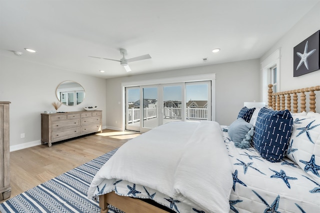 599 22nd St Unit 599, Avalon, NJ 08202 - bedroom featuring access to outside, wood finished floors, recessed lighting, and a ceiling fan