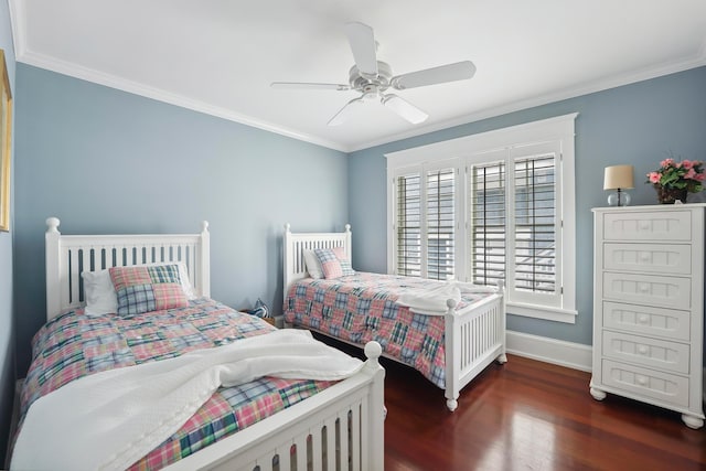 73 E 25th St, Avalon, NJ 08202 - bedroom with wood finished floors, ornamental molding, and ceiling fan