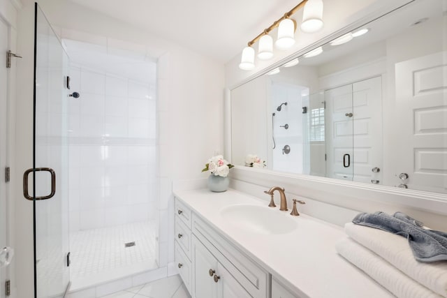 73 E 25th St, Avalon, NJ 08202 - bathroom with vanity, a shower stall, and tile patterned flooring