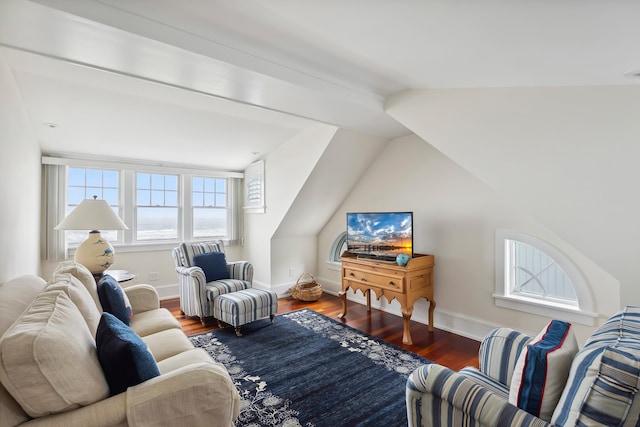 73 E 25th St, Avalon, NJ 08202 - living room featuring wood finished floors and lofted ceiling