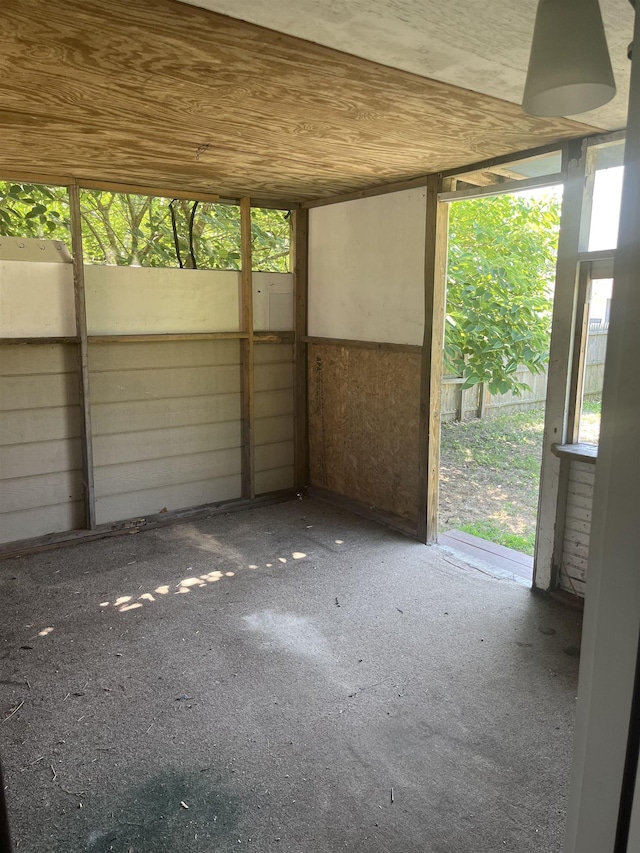 interior space with wood ceiling