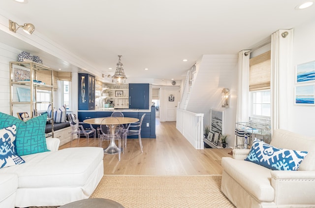 328 83rd St, Stone Harbor, NJ 08247 - living room featuring light wood finished floors and recessed lighting