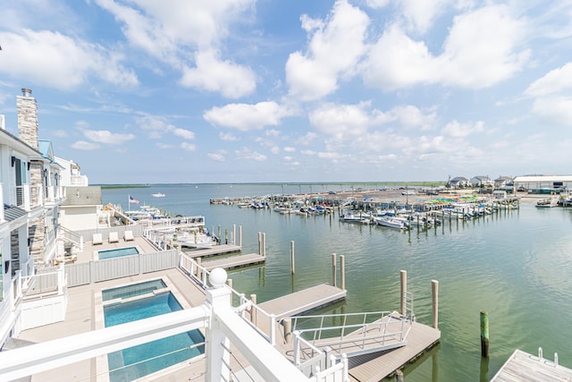 328 83rd St, Stone Harbor, NJ 08247 - dock featuring a water view, view of marina, and a hot tub