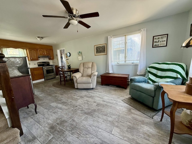 207 W Maple Ave, Wildwood, NJ 08260 - living room featuring a ceiling fan