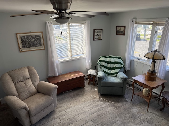 207 W Maple Ave, Wildwood, NJ 08260 - living area featuring ceiling fan, wood finished floors, and baseboard heating
