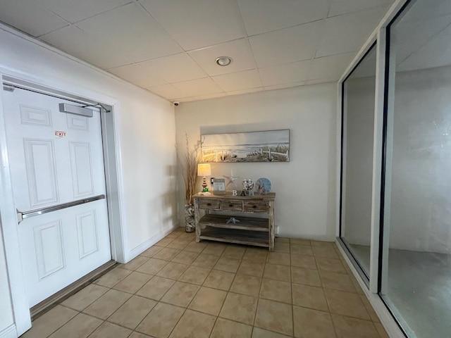 interior space featuring light tile patterned floors