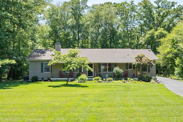 1431 Burleigh Rd, Green Creek, NJ 08210 - ranch-style house featuring a front yard, a chimney, and a porch