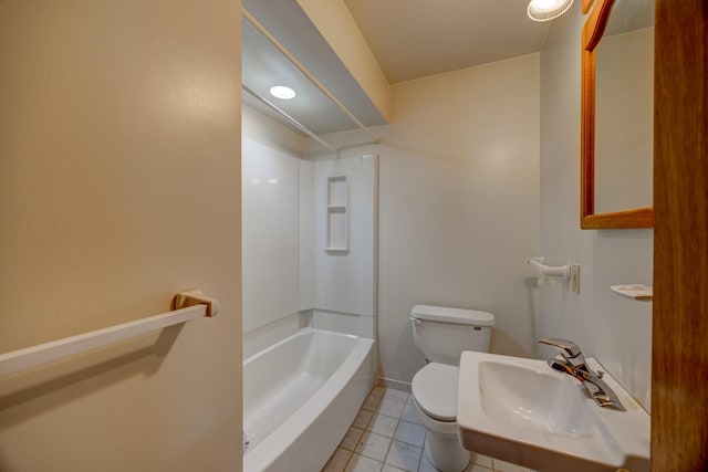 full bathroom featuring sink, toilet, shower / tub combination, and tile patterned flooring