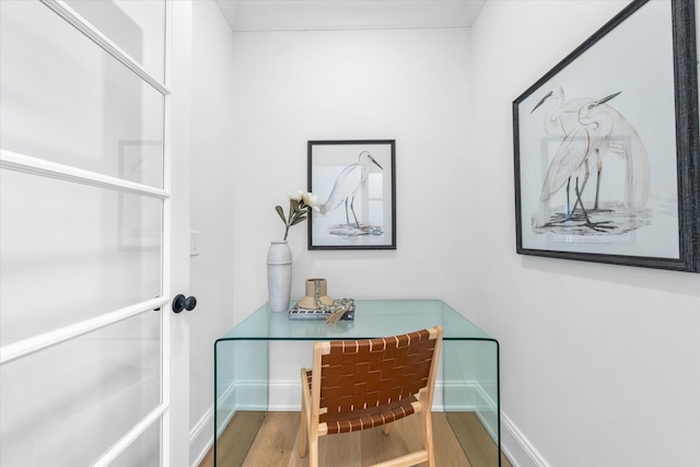 office featuring hardwood / wood-style flooring