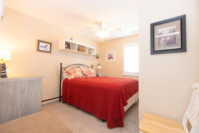 213 Hollywood Ave, Villas, NJ 08251 - bedroom with baseboard heating, carpet floors, and a ceiling fan