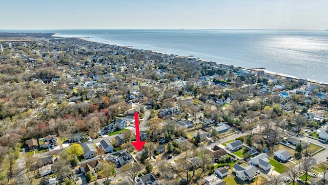 aerial view with a residential view and a water view