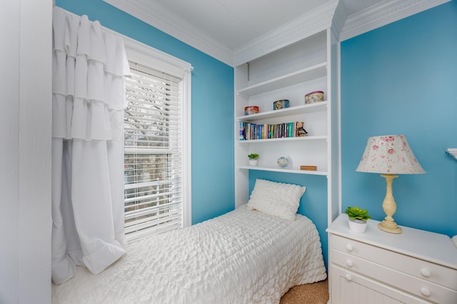 bedroom with ornamental molding